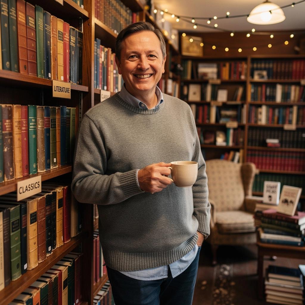 An array of freshly stocked books on a beautifully arranged wooden table.